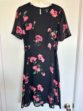 Nine West Black Dress with Pink Floral